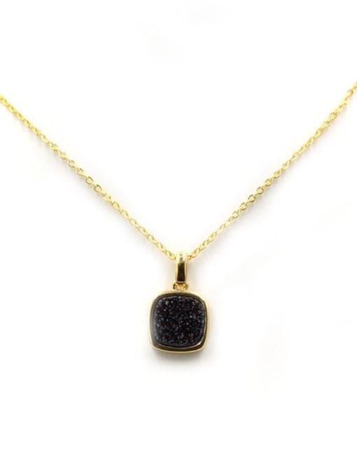 Tess Simple Square Nature Black Crystal Necklace 0