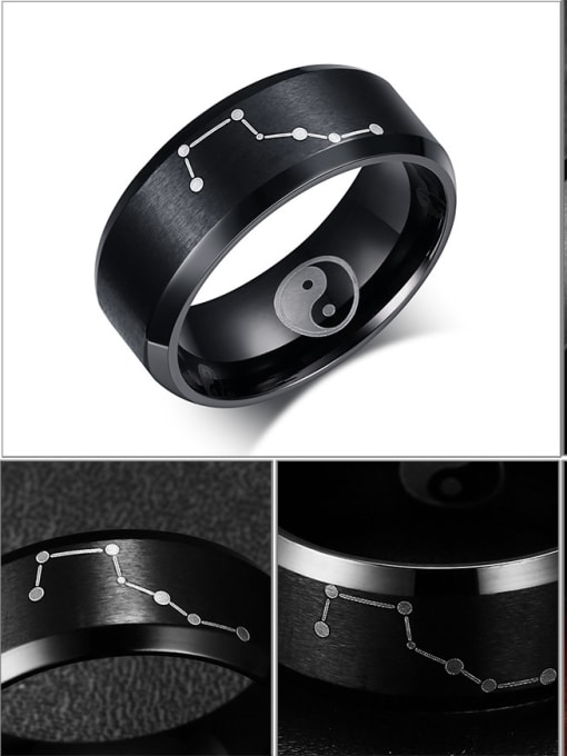 CONG Stainless Steel With Gun Plated Punk Star Band Rings 2