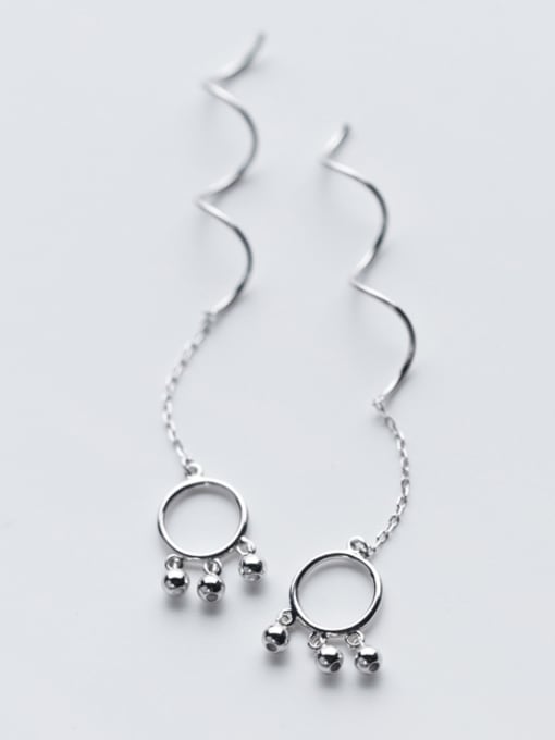 Rosh All-match Round Shaped Tiny Beads S925 Silver Line Earrings 0