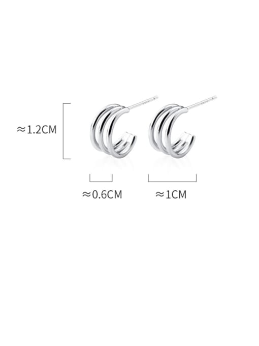 Rosh 925 Sterling Silver With Platinum Plated Simplistic Irregular Stud Earrings 2