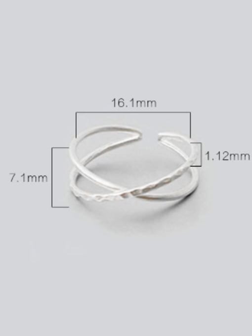 DAKA Two-band X-shaped Simple Silver Smooth Opening Ring 2