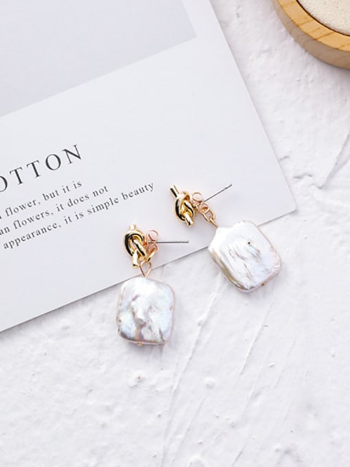 A Shell Short Alloy With 18k Gold Plated Trendy Geometric Shell Hoop Earrings