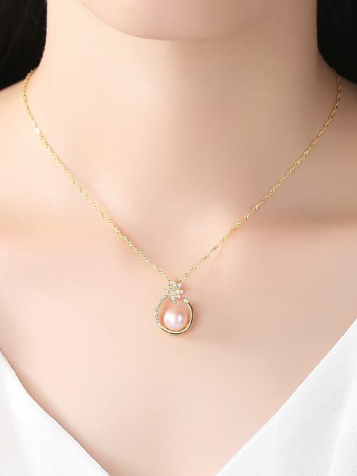 CCUI Pure Silver AAA zircon  Natural Freshwater Pearl Pendant Necklace 1