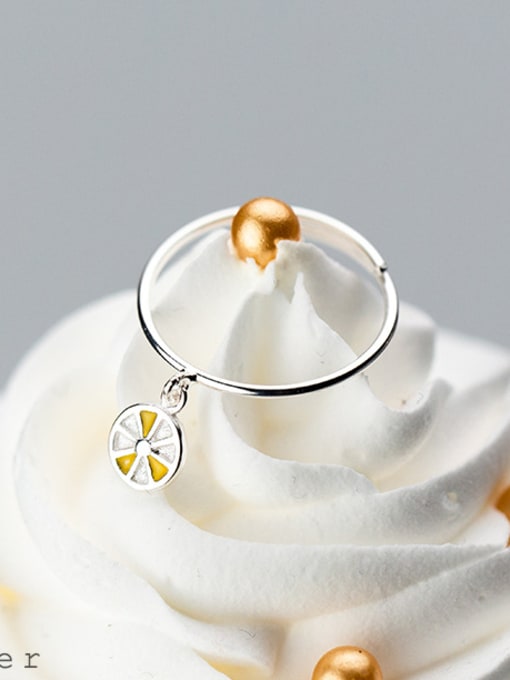 Rosh S925 silver ring, women's wind, personality, small lemon ring, lovely sweet fruit opening ring J3924 1