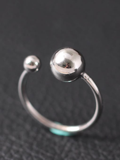 SILVER MI Simple Bead Opening Silver Ring 0