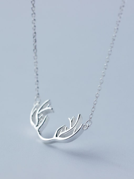 Rosh Fashionable Antlers Shaped S925 Silver Necklace 0