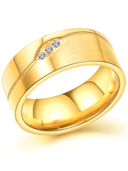 Open Sky Stainless Steel With Gold Plated Classic Geometric Wedding Rings 0