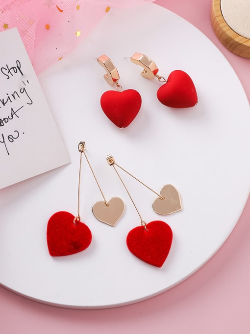 Girlhood Alloy With Rose Gold Plated Simplistic Plush Heart Drop Earrings 0