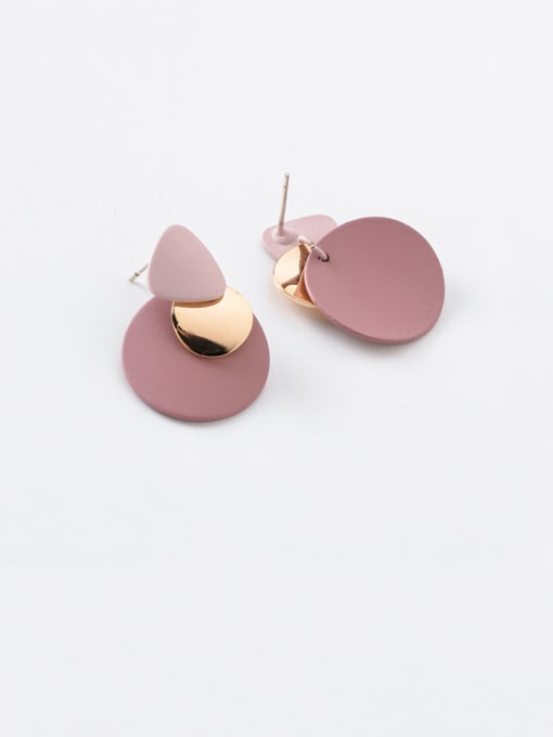 A Pink Alloy With Rose Gold Plated Simplistic Geometric Drop Earrings