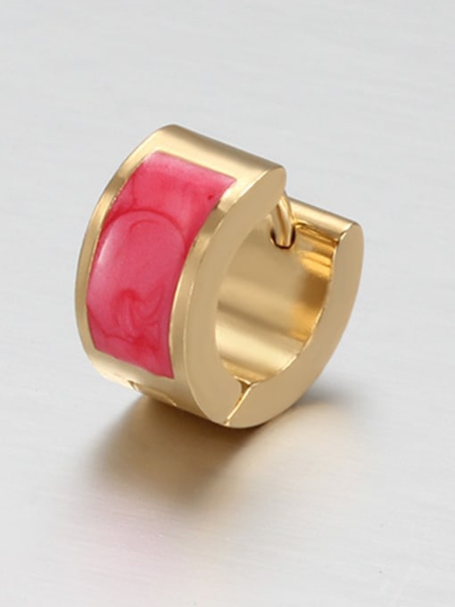 Red Fashionable Gold Plated Pink Enamel Clip Earrings
