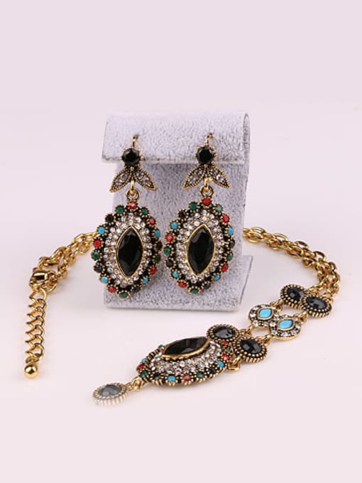 Gujin Antique Gold Plated Bohemia style Resin stones Alloy Two Pieces Jewelry Set 2