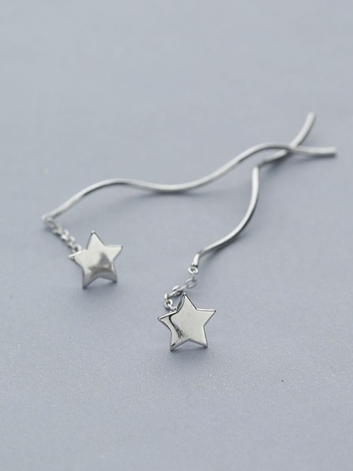 One Silver 925 Silver Star Shaped Drop Earrings 2