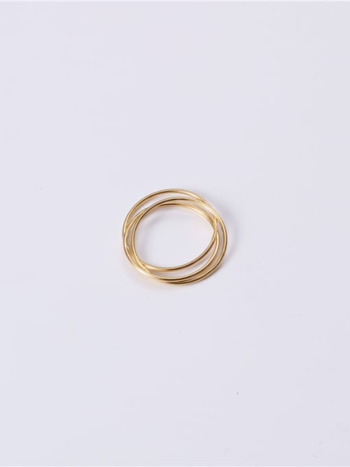 GROSE Titanium With Gold Plated Simplistic Round Stacking Rings 1