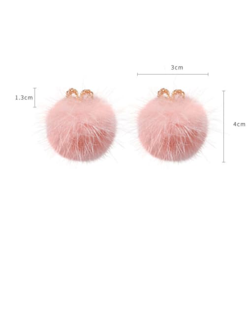 Girlhood Alloy With Gold Plated Cute  Plush Ball Stud Earrings 3