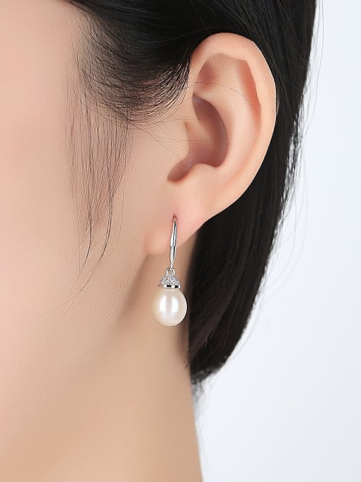 CCUI 925 Sterling Silver With Platinum Plated Simplistic Water Drop Hook Earrings 1