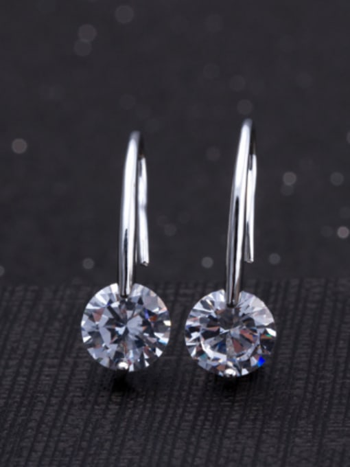 RANSSI Simple Cubic Shiny Zircon Copper Earrings 2