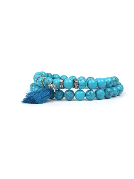 KSB1143-A Blue Turquoise TMulti-layer Colorful Tassel Fashion Bracelet