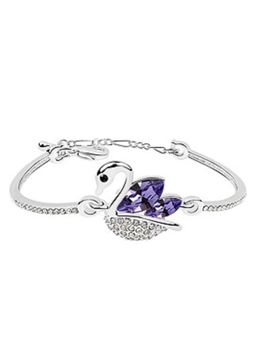 purple Fashion austrian Crystals Little Swan Alloy Bracelet