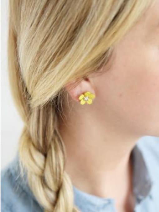 KM Alloy Lovely Yellow Flowers stud Earring 1