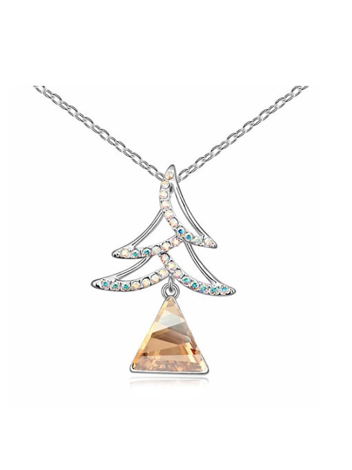 QIANZI Fashion Triangle austrian Crystal Christmas Tree Pendant Alloy Necklace 0