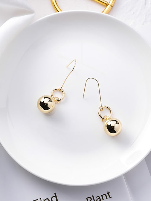 Girlhood Alloy With Gold Plated Casual Ball Drop Earrings 1