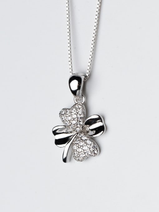 Rosh All-match Flower Shaped Rhinestones S925 Silver Pendant 1