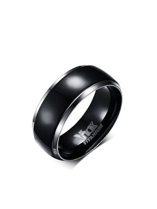 CONG Exquisite Black Gun Plated High Polished Titanium Ring 0
