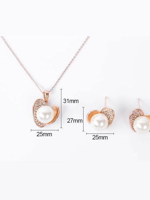 BESTIE Alloy Rose Gold Plated Fashion Artificial Pearl and Rhinestones Two Pieces Jewelry Set 3