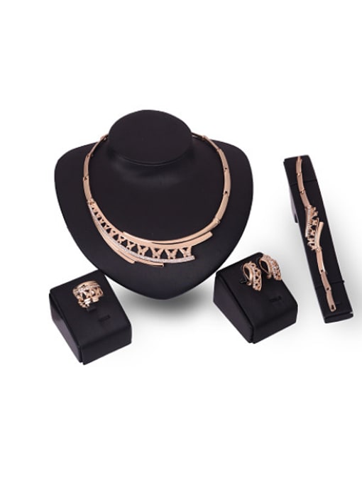 BESTIE Alloy Imitation-gold Plated Punk style Rhinestones Four Pieces Jewelry Set 0