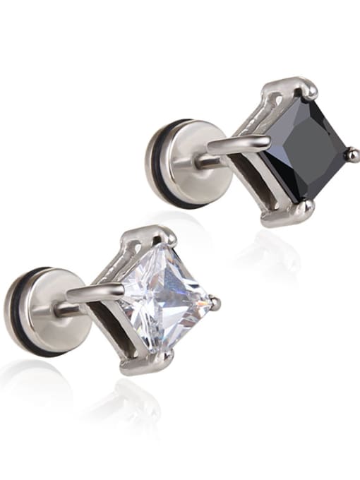 BSL Stainless Steel With Fashion Square Stud Earrings 2