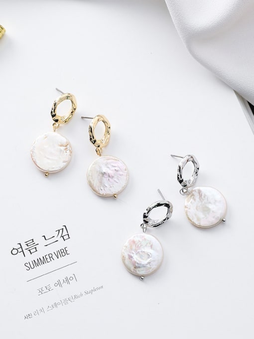 Girlhood Alloy With 18k Gold Plated Trendy Round shell Clip On Earrings 0