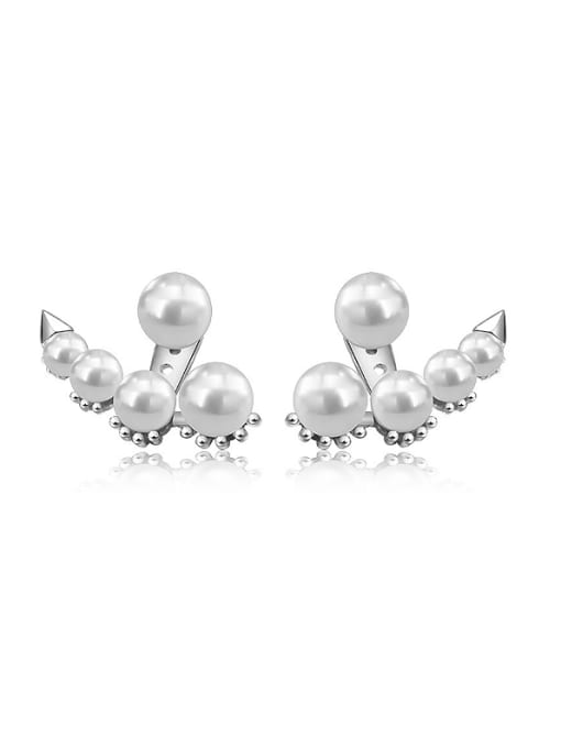 AI Fei Er Personalized White Imitation Pearls Stud Earrings 0