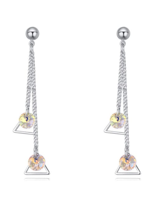 white Simple Little Hollow Triangles Cubic austrian Crystals Drop Earrings