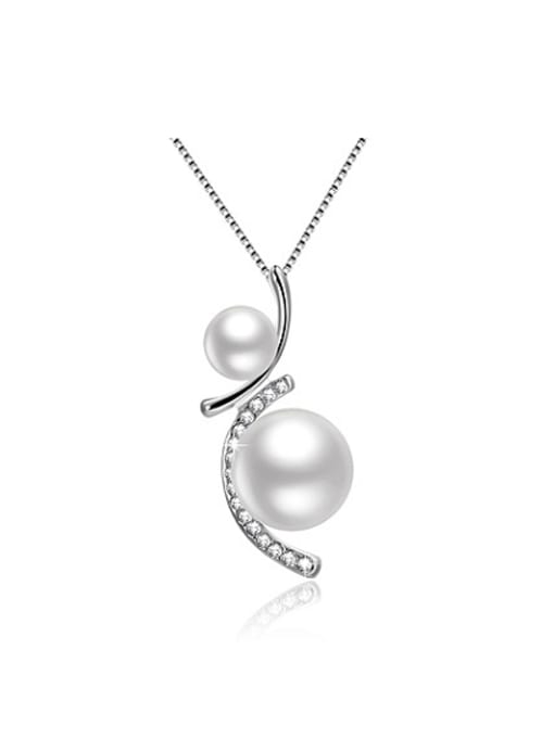 Ronaldo Elegant White Gold Plated Artificial Pearl Necklace