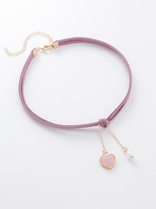 B purple Alloy With Rose Gold Plated Simplistic Heart Necklaces