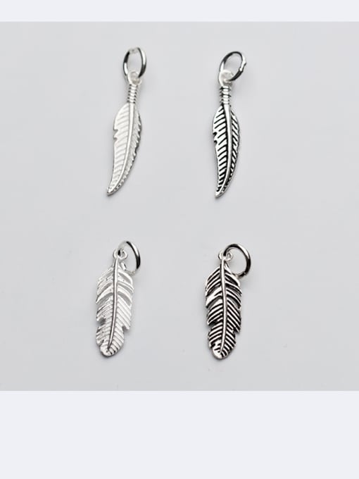 FAN 925 Sterling Silver With Platinum Plated Vintage Leaf Charms 2