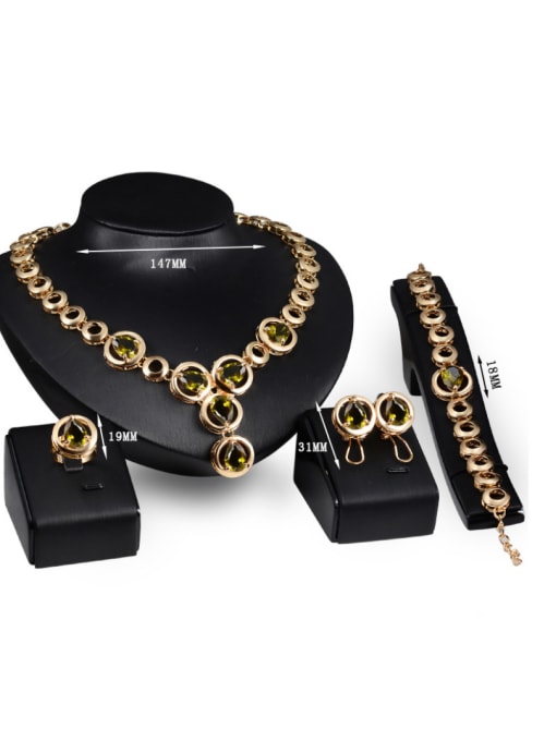 BESTIE Alloy Imitation-gold Plated Fashion Artificial Stones Round Four Pieces Jewelry Set 2