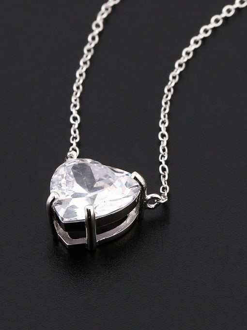 OUXI Simple Heart-shaped Zircon Necklace 1