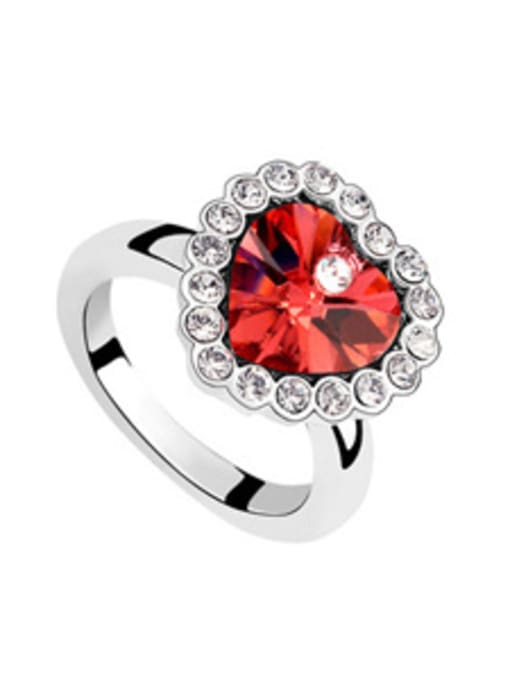 Red Fashion Heart austrian Crystals Alloy Ring