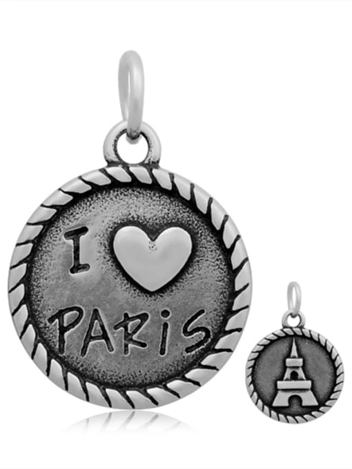 paris Stainless Steel With Antique Silver Plated Vintage Round Charms