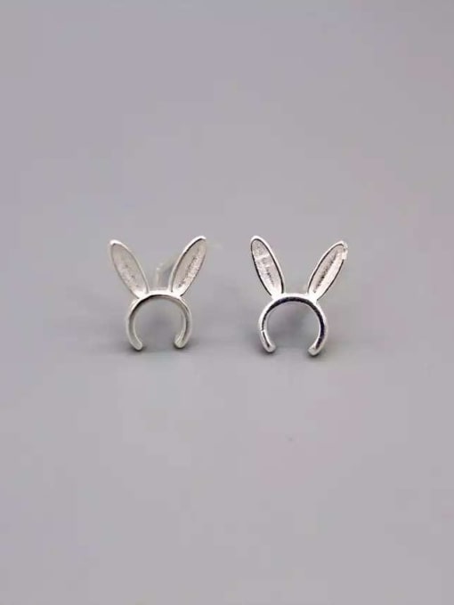 Rosh Cute Rabbit Shaped S925 Silver Women Stud Earrings 0