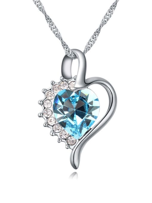 QIANZI Fashion Heart austrian Crystals Pendant Alloy Necklace 3