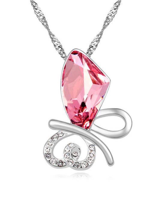 pink Elegant Shiny austrian Crystal Alloy Necklace