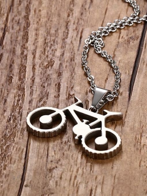 CONG Personality Bike Shaped Titanium Men Necklace 1