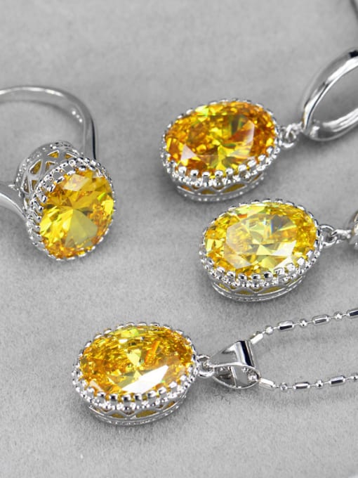 Yellow Ring 6 Yards High Quality Oval Zircon Two Pieces Jewelry Set