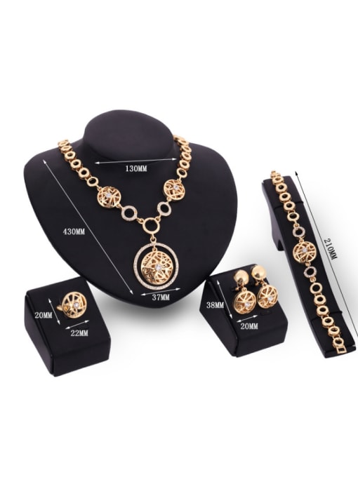 BESTIE Alloy Imitation-gold Plated Fashion Hollow Round Four Pieces Jewelry Set 2