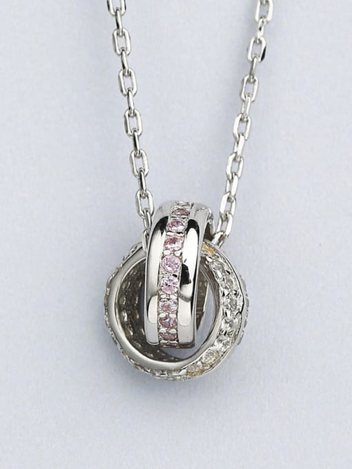 One Silver Fashion Round Zircon Necklace