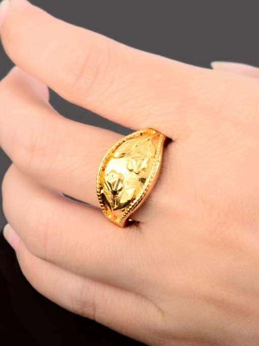 Yi Heng Da High Quality 24K Gold Plated Flower Pattern Copper Ring 2
