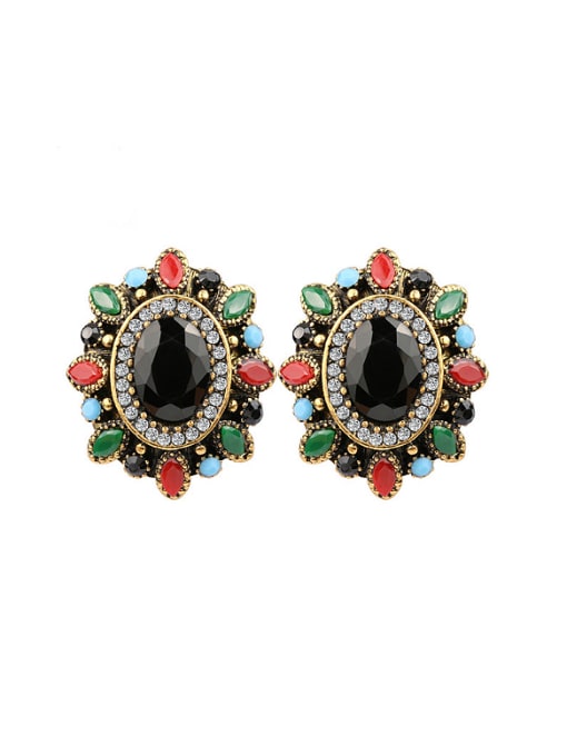 Gujin Bohemia Ethnic style Colorful Resin stones Alloy Earrings 0