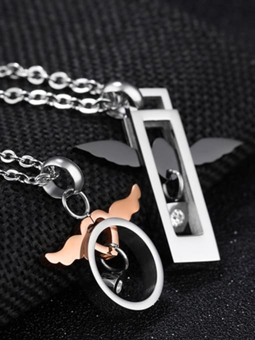 Open Sky Fashion Angel Wings Pendant Titanium Lovers Necklace